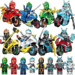 Zc 8-delad set Ninja + motorcykel Kai Jay Cole Zane Lloyd byggklossar minifigurer tegelmodell leksak present till barn