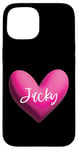 Coque pour iPhone 15 Jacky Pink Nom Cœur Amour Femme Fille Ami Personnalisé