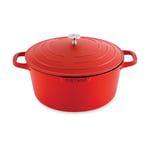 Cocotte légère ronde en fonte d'aluminium 28 cm 6,7 L rouge Mathon