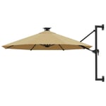 Parasol mural avec m�t m�tallique et LED 300 cm Taupe