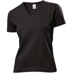 Stedman Classic V-Neck Women T-shirt Svart bomull Medium Dame