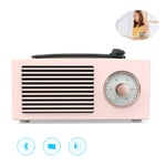 Linbing666 Bluetooth Speaker, Retro Waterproof Bluetooth Speaker, Vinyl Record Player Mini Multi-Function Small Stereo Wireless Card 10 Hours To Play The Original Creative Gift,Pink