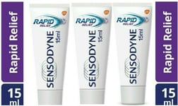 3 X New Sensodyne Rapid Relief Toothpaste Travel Size 15ml Fast Trusted Dispatch