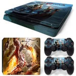 Kit De Autocollants Skin Decal Pour Console De Jeu Ps4 Slim Corps Complet Dieu De La Guerre, T1tn-Ps4slim-1870