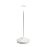 Zafferano, Lampe Pina, Lampe de Table Rechargeable et Sans Fil avec Contrôle Tactile, Utilisable également comme Lampe d'Extérieur, Dimmer 2200-3000 K, Hauteur 29 cm, Couleur Blanc Mat