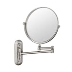 Wall Mount Makeup Mirror with 3X/5x Magnification, 360 Degree Swivel, Extendable Arm, Round, No Light, Bathroom and Hotel