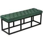 Décoshop26 - Banquette capitonné bout de lit en tissu velours vert support en métal noir 120 cm BAN10111