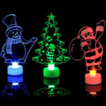 1pcs Santa Claus Snowman Led Night Light 3d Colorful Flash Acryl A4