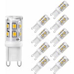 Ampoule G9 LED 2W Equivalente 20W 25W G9 Halogènes, Ampoule LED G9 Blanc Chaud 3000K, CRI 80, 200lm, 360 Degrés Angle, AC 220-240V, Not Dimmable, Lot