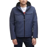 Levi's Men's Soft Shell Two Pocket Sherpa Lined Hooded Trucker Jacket Insulated, Midnight Heather Tech, XS