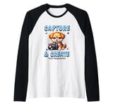 Cute Camera Dog Photographer Photo Capture & Create Puppy Raglan Baseball Tee