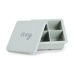 Itsy Grey Silicone Baby Food Cube Tray with Leakproof Lid Ideal for Freezing + Weaning | 6 Months+ | BPA Free | Dishwasher Safe | Microwave Safe | Oven Safe