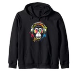 Monkey DJ Gift Men party Disco Concert Music Deejay Zip Hoodie