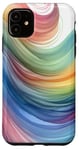 Coque pour iPhone 11 Aquarelle minimaliste abstrait pastel coloré arc-en-ciel vague