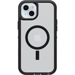 OtterBox iPhone 15 Plus and iPhone 14 Plus Defender Series XT Clear Case - DARK SIDE (Black/Clear), screenless, rugged, snaps to MagSafe, lanyard attachment