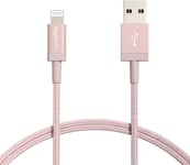 Câble USB A vers Lightning en nylon tressé Chargeur certifié MFi pour iPhone Rose doré 0.9 m Lot de 2