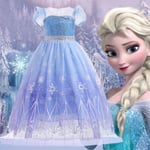 Frozen Klänning Barn Tjej Cosplay Födelsedagsfest Prinsessklänning- Perfet 110cm