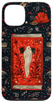 Coque pour iPhone 13 Rouge Bohème Géométrique Vintage Bookworm Design