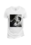 T-Shirt Homme Col V Marlon Brando Chat Noir Mignon Acteur Cinema Photo Vintage