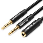 Adaptateur Jack Audio Stéréo, 3,5mm Adaptateur Micro Casque Câble, Adaptateur Y Jack Micro Audio Femelle à 2 Double Male pour PC, PS4, Xbox One, 30cm/1FT