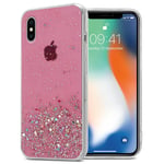 Shockproof Protection Case France Silver Pink Glitter Apple iPhone X / XS