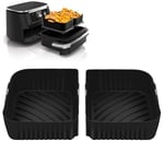 Hivio Silicone Air Fryer Liners for Ninja Flexi Drawer Air Fryer AF500UK/AF500UKCP, Air Fryer Accessories Reusable for Ninja foodi flexdrawer Dual air Fryer 10.4L af500uk, 2x5.2L (2 Packs-Black)