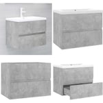 Vidaxl - Armoire d'évier avec lavabo intégré Gris béton Aggloméré - meuble lavabo avec vasque - meuble vasque avec vasques - Home & Living - Gris