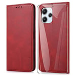 THIYUFUNS Coque pour Xiaomi Redmi 12 4G / 5G (6.79") avec Verre Trempé Protection écran,Housse Cuir PU Portefeuille Magnétique pour Xiaomi Redmi 12 4G / 5G (6.79") - Rouge