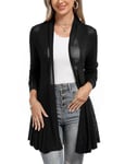 iClosam Gilet Femme Long Tricot Veste Femme Longue Pull Gilet Femme Manches Longue, Noir1, L