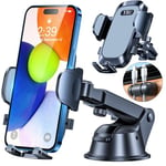 YRU Phone Holder for Cars [2024 Upgraded Military-Grade Super Suction] Universal Mount Windscreen Dashboard Vent, Mobile Phone Automobile Cradles Van for iPhone Samsung Google & All, Gray