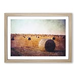 Big Box Art Hay Bales Painting Framed Wall Art Picture Print Ready to Hang, Oak A2 (62 x 45 cm)