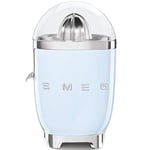 Smeg, Presse Agrumes Électrique CJF11PBEU, Mise en Marche Automatique à Pression, Bec Anti-goutte et Cône Universel, Base Antidérapante, Range Cordon Intégré, 70W, Bleur Azur