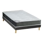 Vente-unique.com Ensemble 160 x 200 cm sommier velours + matelas ressorts ensachés 7 zones et mémoire de forme ép.25cm - TIAMAT de DREAMEA