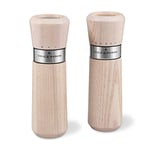 Cole & Mason H331907 Lyndhurst Nordic White Salt and Pepper Mills, Gourmet Precision+, Stained Ash/Stainless Steel, 185 mm, Gift Set, 2 x Salt and Pepper Grinders