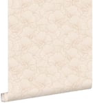 ESTAhome papier peint feuilles dessinées sable beige et terracotta claire - 0.53 x 10.05 m - 139491