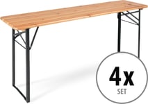 4x Table Jardin Terasse Pliable Bois Extérieur Meuble Camping Bière Balcon 170cm