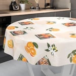 ANRO Nappe en Toile cirée Lavable, pour Table de Jardin, extérieur et intérieur, Ronde, 140 cm, Bord coupé, Oranges