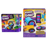 Kinetic Sand, Sandisfactory Set with 2lbs of Colored and Black Kinetic Sand, Includes Over 10 Tools & Slice N’ Surprise Set with 383g of Black, Pink and Blue Play Sand and 7 Tools