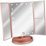 Miroir Miroir cosmétique led Miroir sur pied pliable - miroir de maquillage éclairé Miroir de maquillage 2 fois 3 fois miroir grossissant - en or