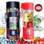 Portable Mixeur des Fruits Rechargeable USB,Mini Blender Pour Smoothie, Milk-shake,Jus de Fruits,Blender Portable 350-420ml 6 Lames pour Sport et Voyage,Sans BPA,Noël Cadeau Femme Homme (Rouge)