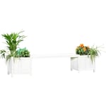 Melko - Banc de jardin banc en bois blanc banc de parc 180 cm banc en bois avec rangement banc avec jardinières