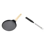 MasterChef Pancake Pan Non Stick Crepe Maker, Tawa for Induction Hob, Gas, Halogen & Ceramic Stoves, 25cm, Black & KitchenCraft Professional Plastic Spatula, Palette Knife, 33 cm