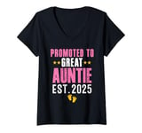 Womens Cute Promoted to Great Auntie Est. 2025 Funny New Aunt 2025 V-Neck T-Shirt