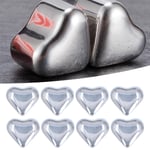 8Pcs HeartShaped Ice Cube Stainless Steel Beer Cooler Cooling Whiskey Stone CM