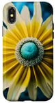 Coque pour iPhone X/XS Bleu Jaune Oxeye Daisy Fleur Photo