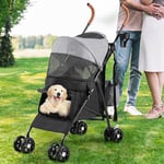 YITAHOME Poussette pour chien à 4 roues avec bretelles, poussette pour animaux de compagnie de petite et moyenne taille, chariot de voyage pliable pour animal de compagnie avec porte-gobelet et sac de