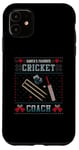 Coque pour iPhone 11 Pull de Noël moche pour entraîneur de cricket préféré du Père Noël