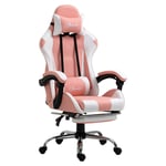 Ergonomisk Gamingstol Rosa/Vit med Nackstöd