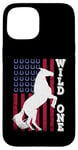 Coque pour iPhone 15 Vintage Grunge American USA Flag Wild One Mustang Horse