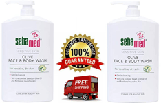 2 x Olive Face And Body Wash Pump Pot 1000ml Sebamed Refreshing Wash